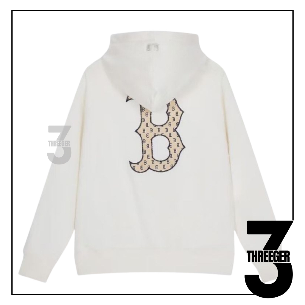 MLB B Boston Classic Monogram Logo Hoodie Cream Original / Hoodie MLB Authentic