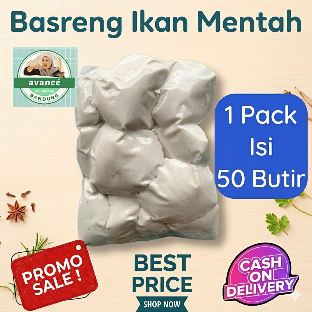 1 Pack (50 Butir) Basreng Ikan Mentah Asli Bandung Kemasan Vacuum