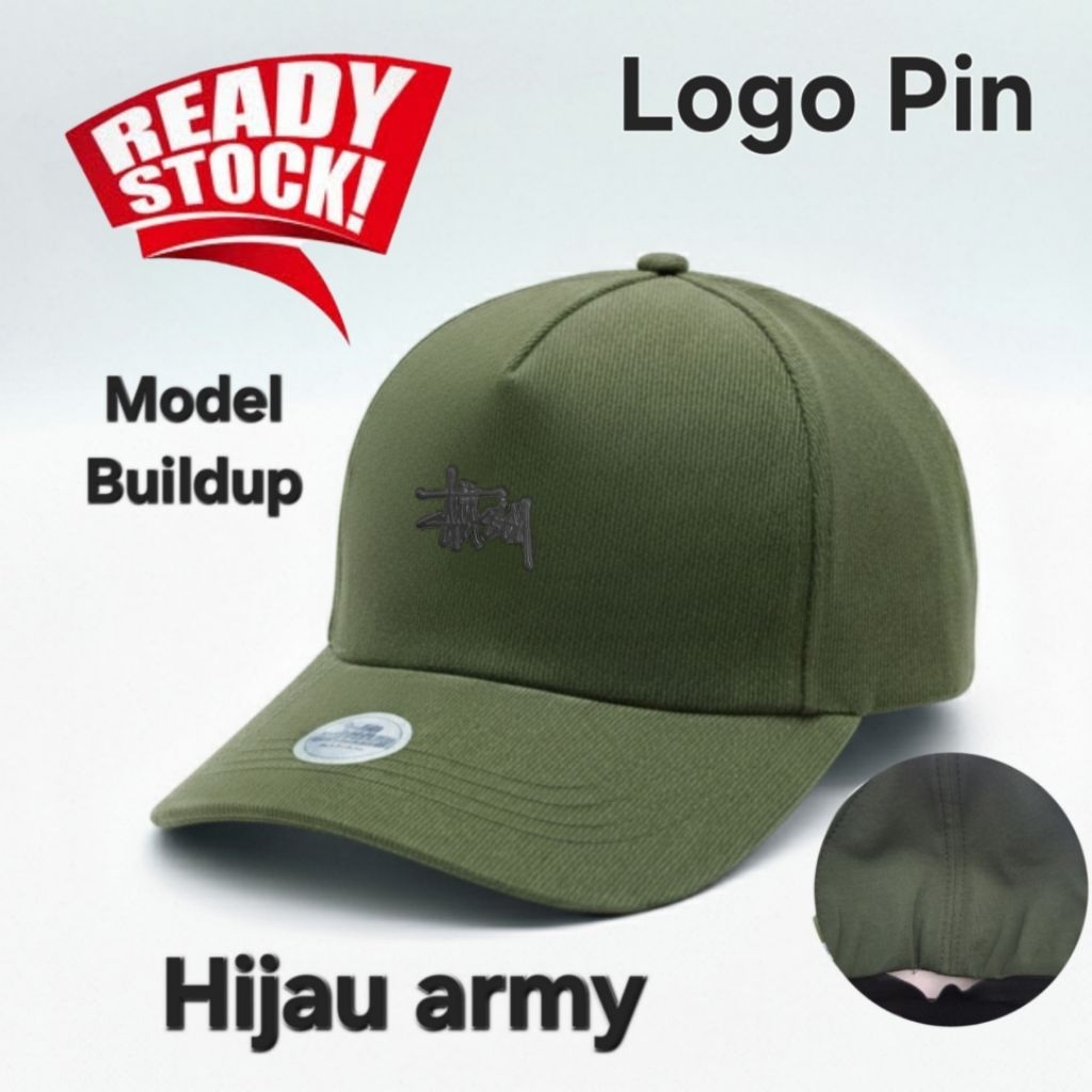 Topi Pria Built up Logo Sttusy Baseball Caps