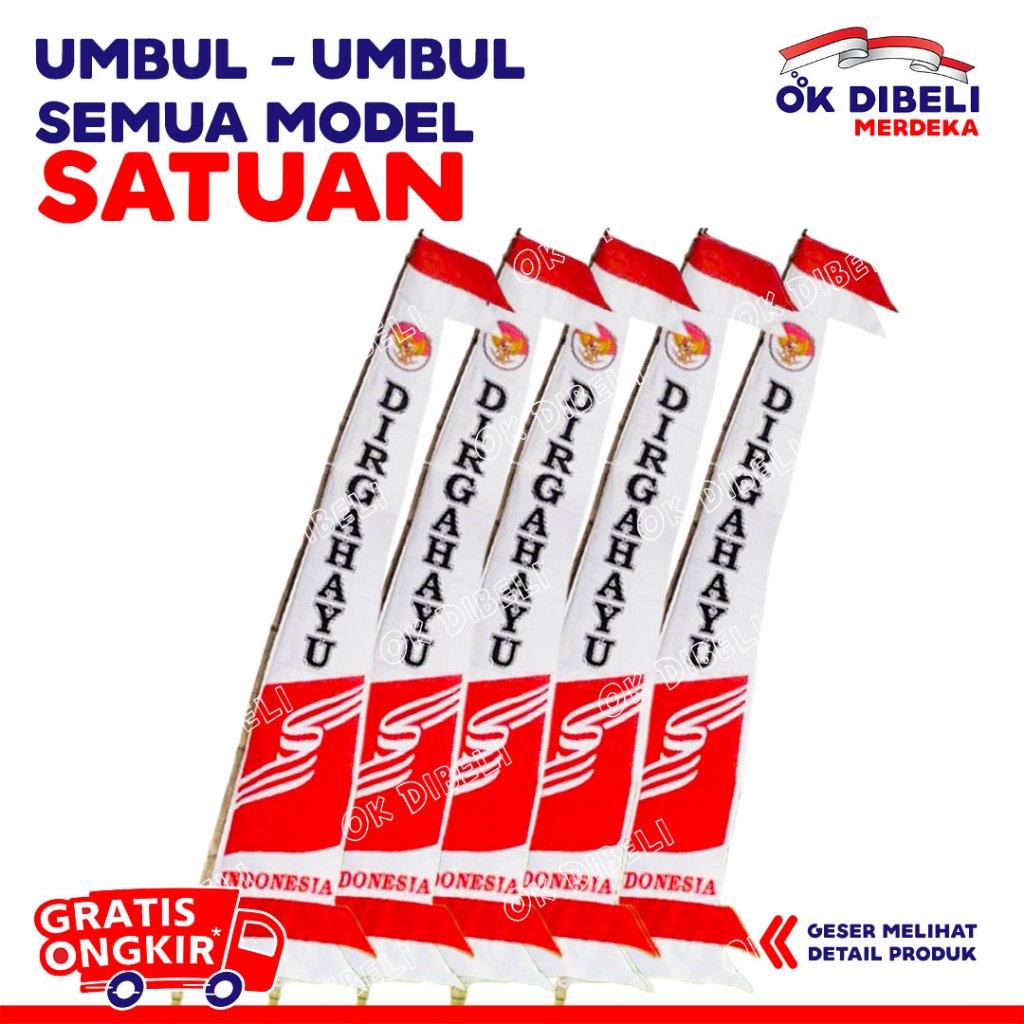 Umbul-Umbul Bendera Merah Putih Zigzag Bandir Kuda Laut Sablon Garuda Dirgahayu RI / Dekorasi HUT RI