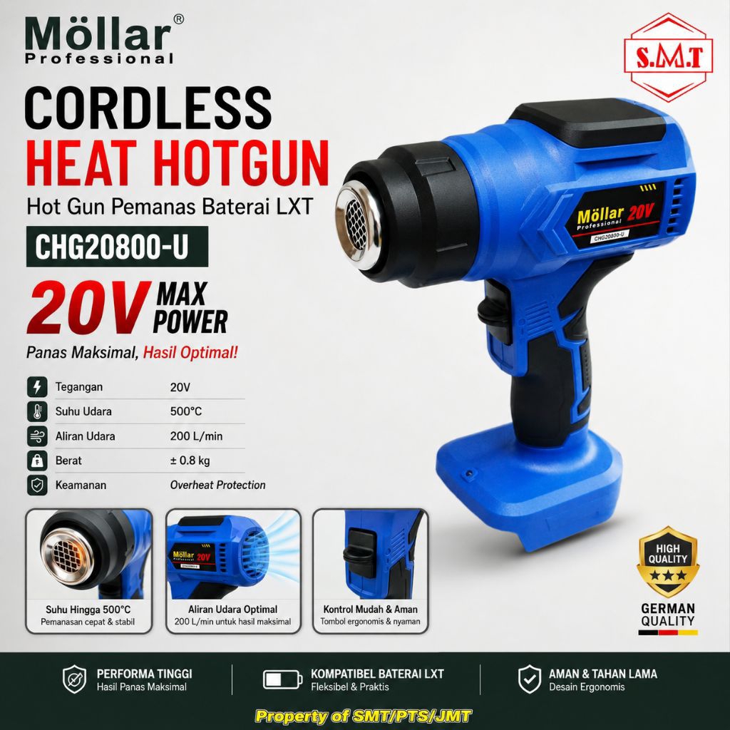 Hot Gun Pemanas Baterai Lxt MOLLAR CHG20800-U Cordless Heat Hotgun