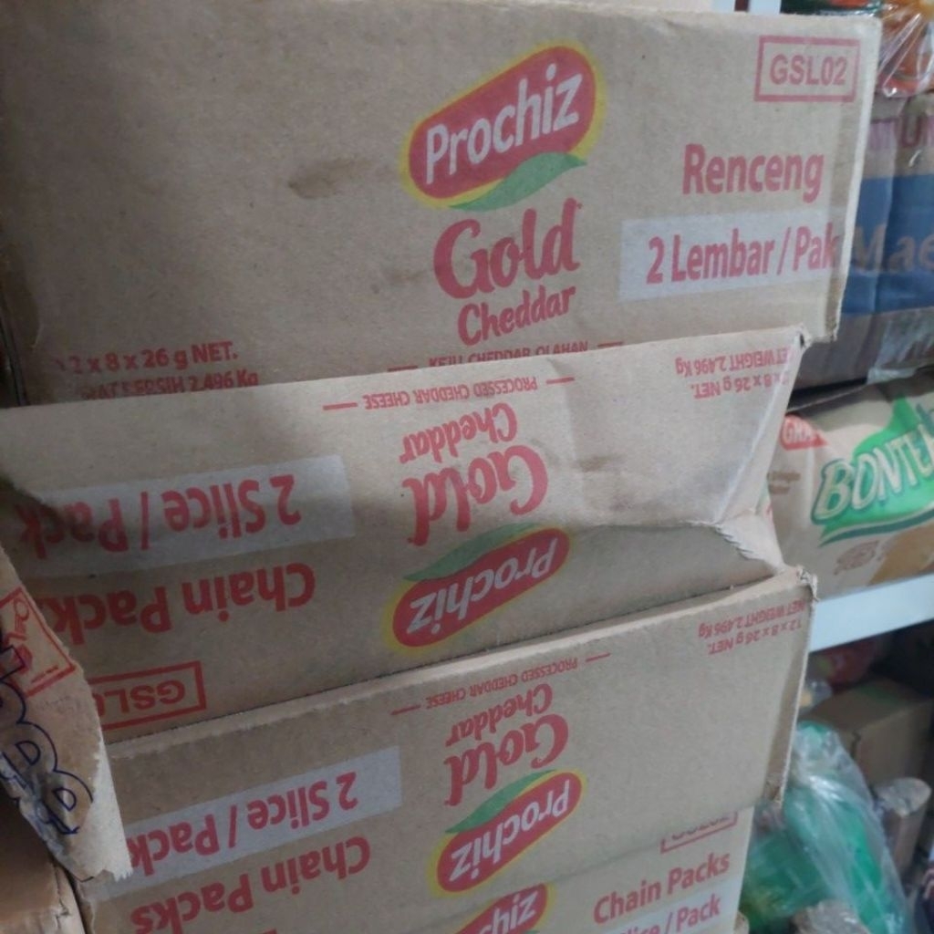 Keju Prochiz Gold Slice Renceng (1karton/dus) 1karton isi 12renceng. 1renceng isi 8 sachet dan 1sach