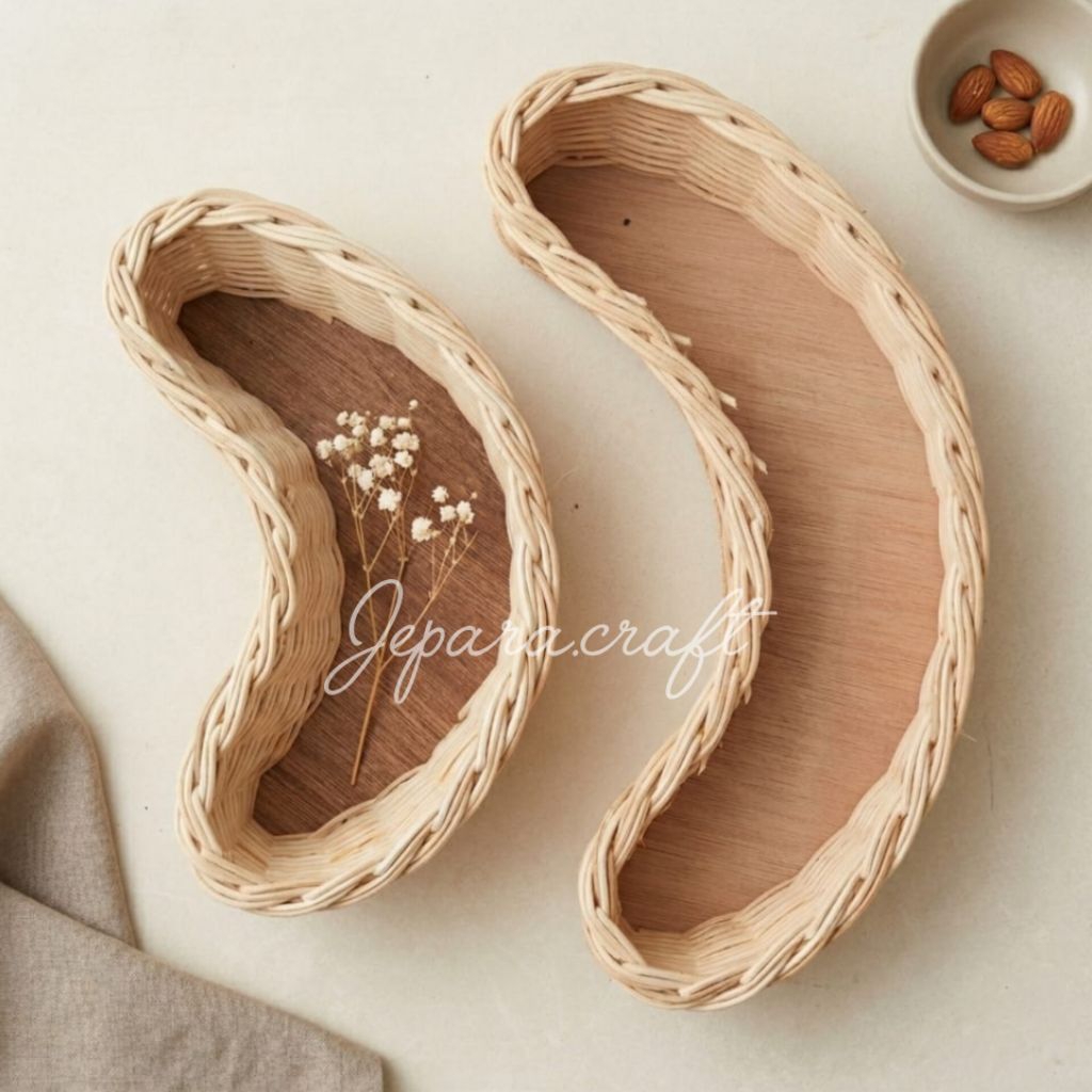 Oval Parcel Rotan Bulan Sabit / Baki Pisang size M