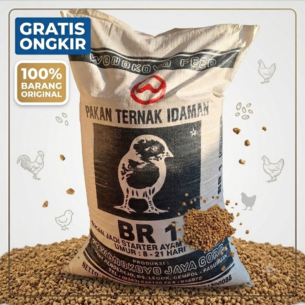 Pur Ayam Pedaging BR1 Wonokoyo Kemasan Sak