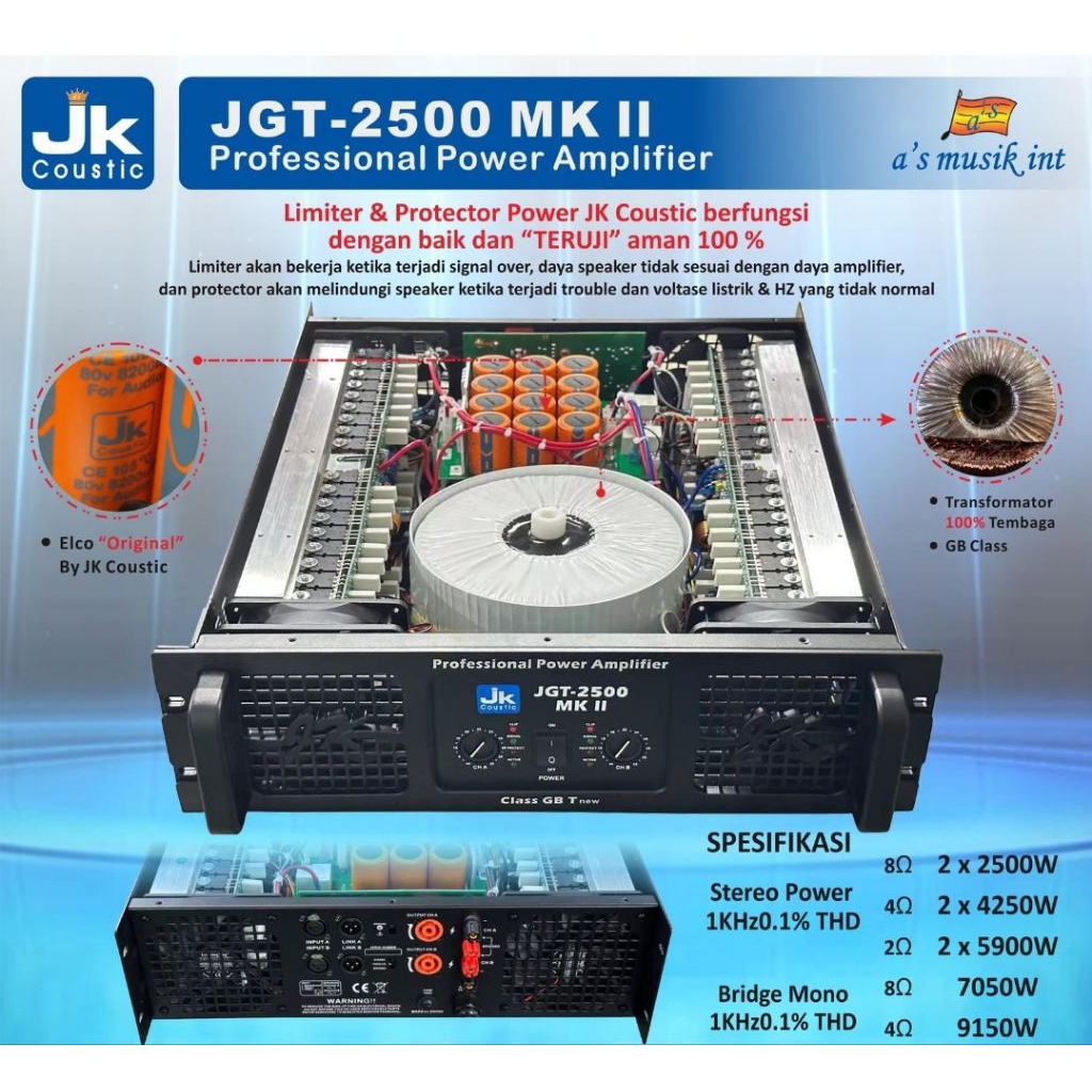 Power Amplifier JK Coustic JGT-2500 MKII class GB original