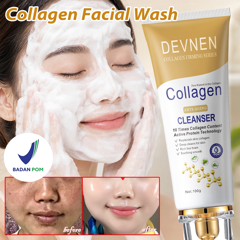 Collagen facial wash Pemutih Penghilang Flek Hitam Pembersih Wajah Pemutih Jerawat Tungau Pembersih 