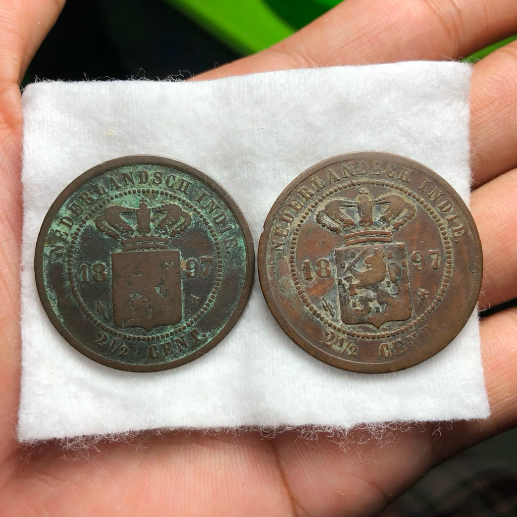 Koin Benggol 2,5 Cent Asli 2pcs Tahun 1897