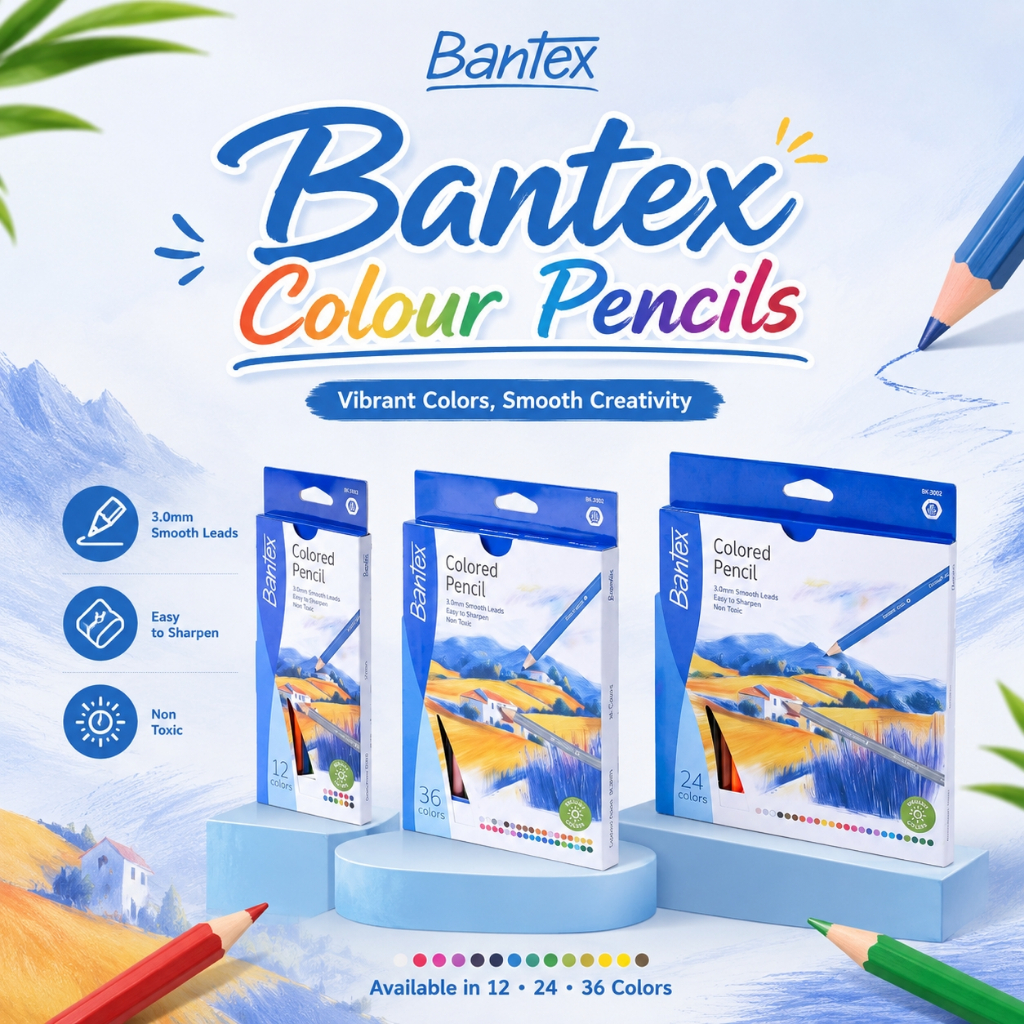 Bantex Colored Pencil 12/24/36 Pensil Warna Hexagonal 3.0 Non Toxic