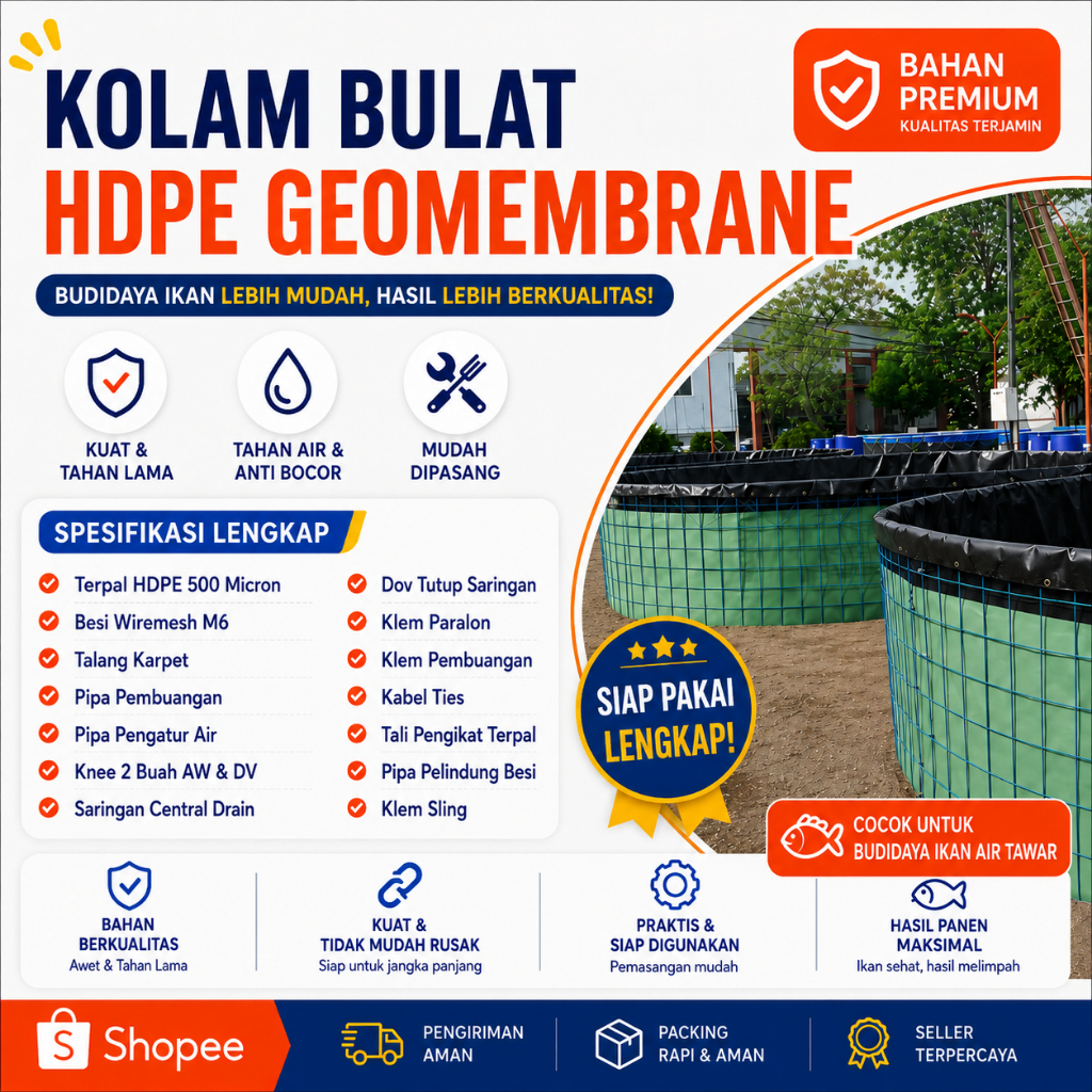 KOLAM BULAT HDPE GEOMEMBRANE (FULL SET)