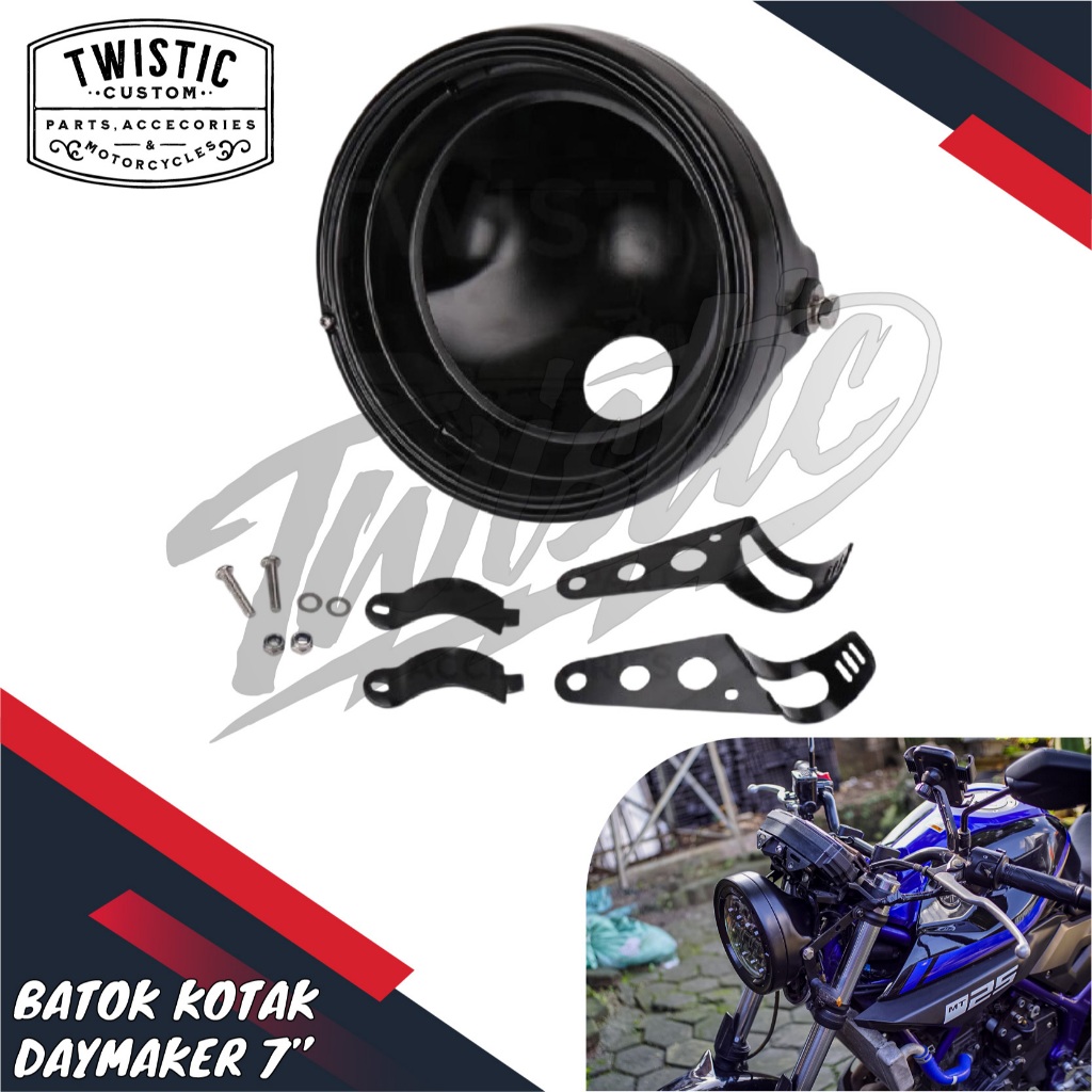 Cover Batok Housing Headlamp Lampu Depan 7 inch Kotak Motor & Bracket Kupingan