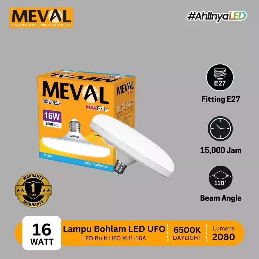 Meval Lampu LED Model UFO Super Terang 16W / 24W Putih 16 Watt 24 Watt Putih