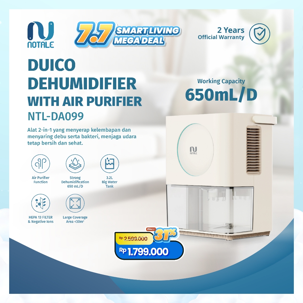 Notale Duico Dehumidifier Serap Lembab Ruangan Humidifier Ruangan NTL-DA099