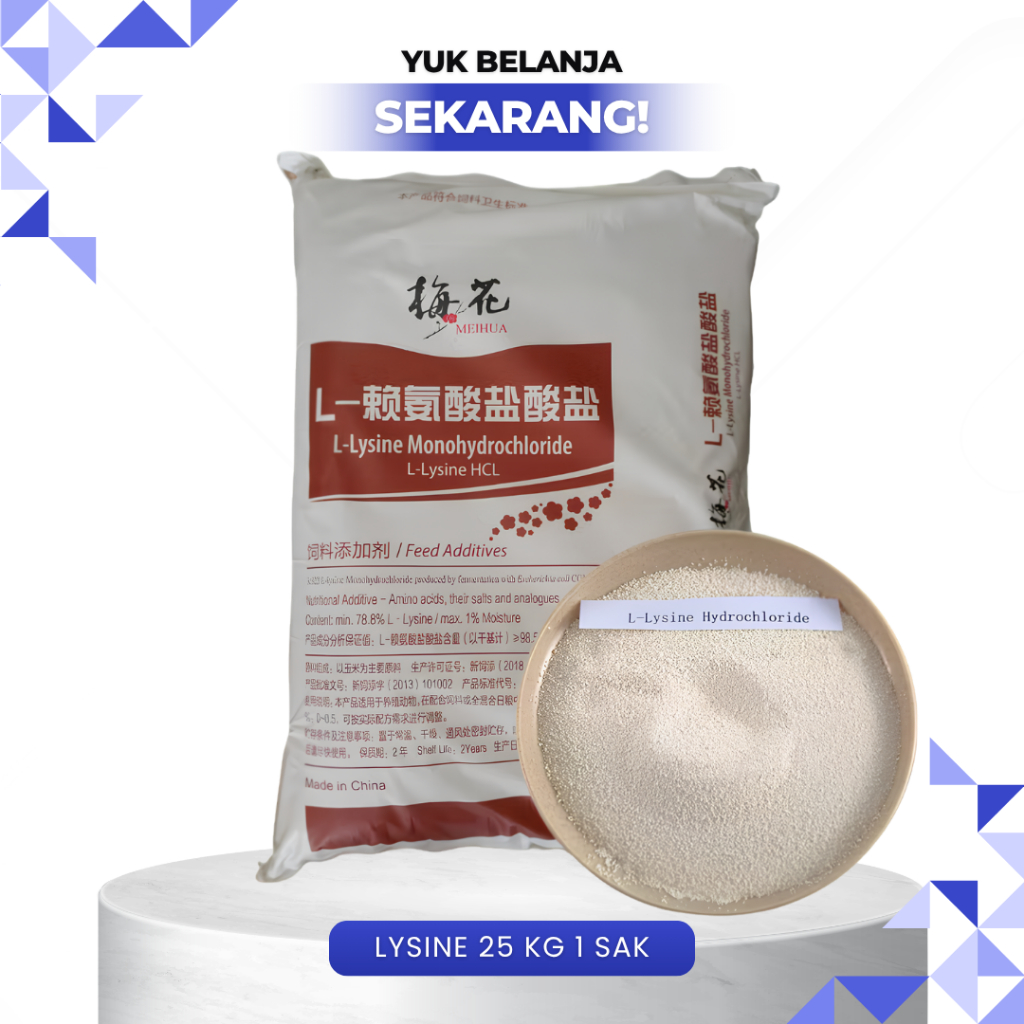 LYSINE 25 KG 1 SAK MEIHUA - Suplemen Meningkatkan Kekebalan & Bobot Untuk Ternak.