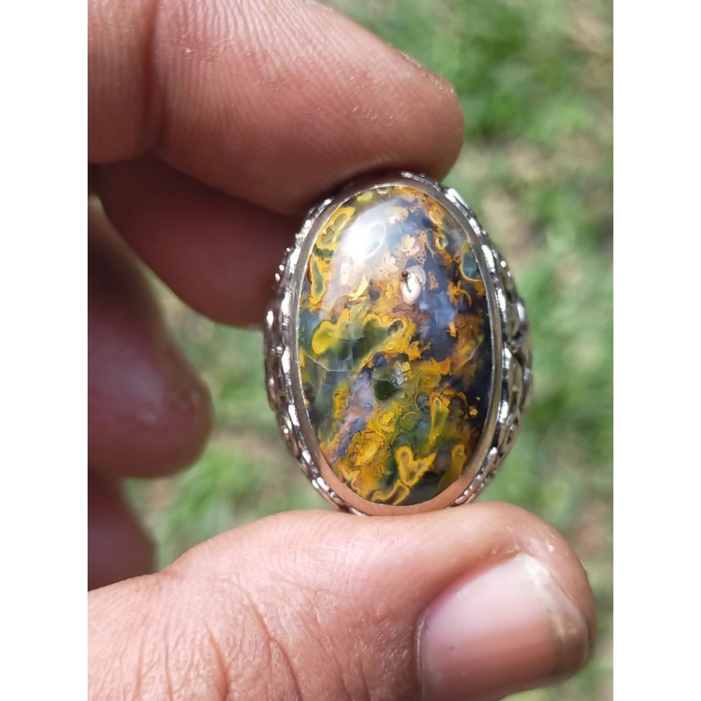 cincin batu natural pancawarna klawing