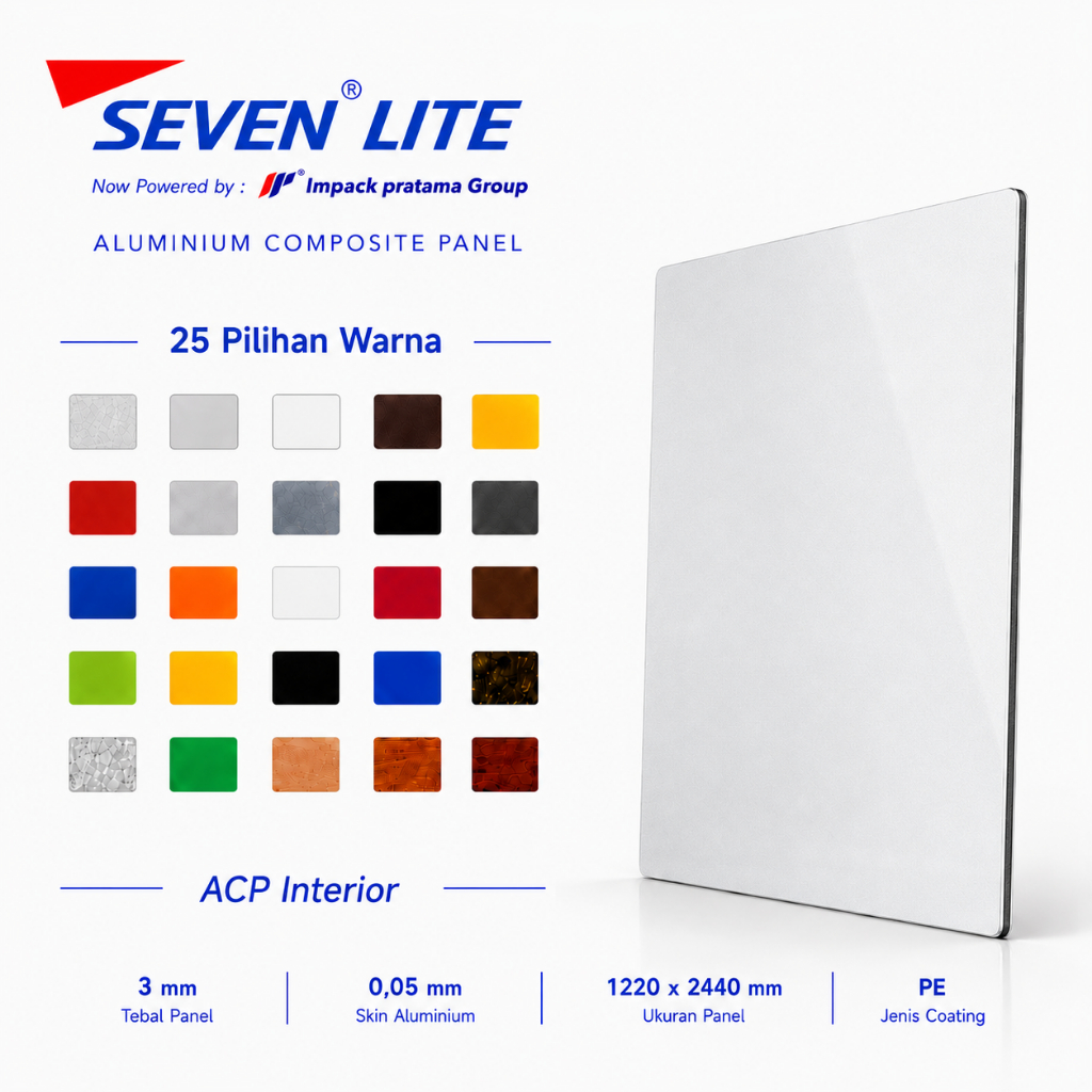 Seven Lite ACP Panel Aluminium 3mm PE 0.05 Komposit Interior 1220x2440 Lembaran