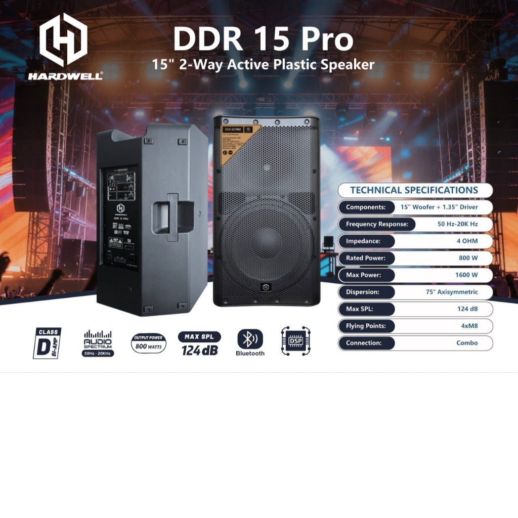 Speaker Aktif 15 Inch Bi-Amp ClassD 800 Watt Hardwell DDR15PRO