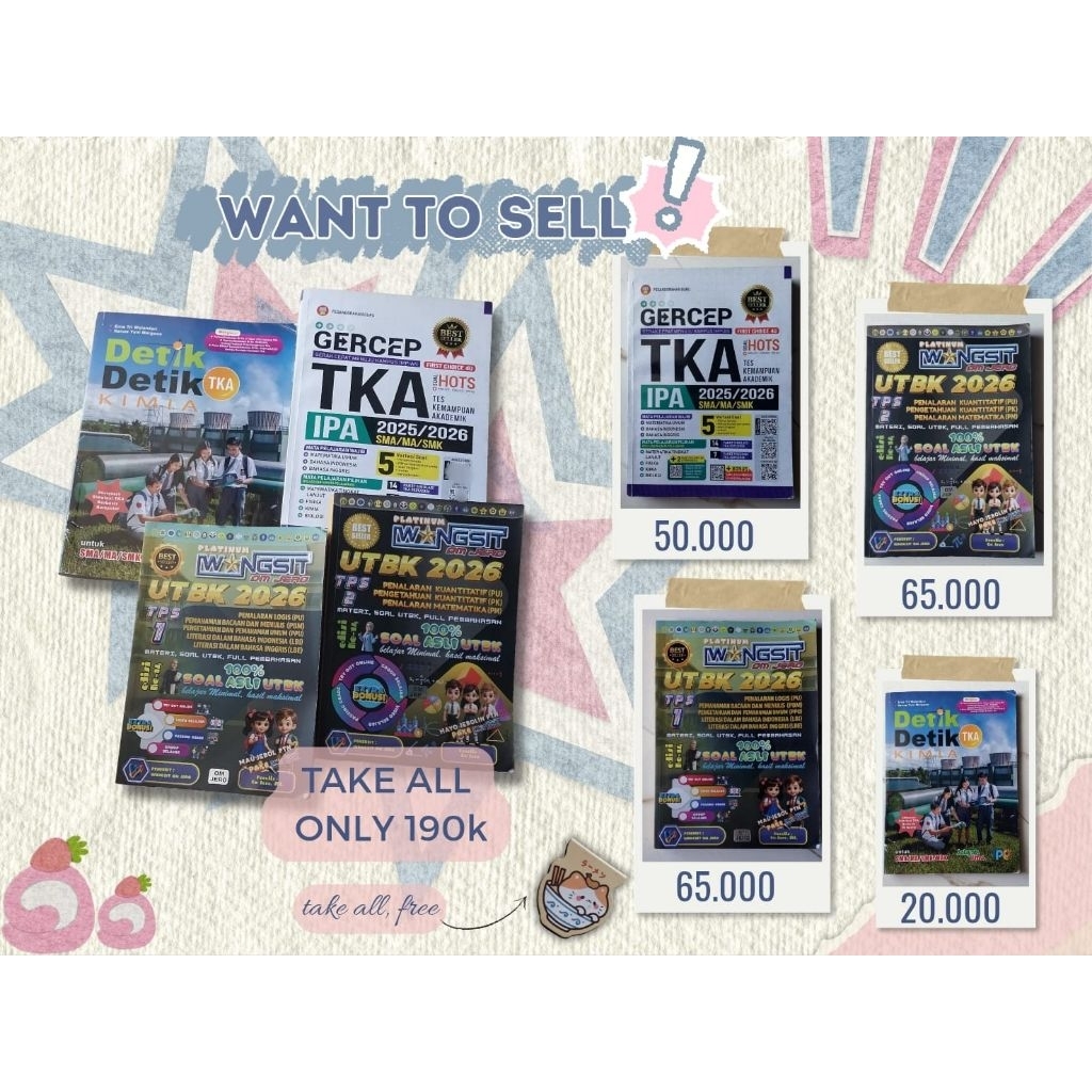 PRELOVED BUKU UTBK - WANGSIT 2026, BUKU TKA IPA, BUKU DETIK DETIK TKA KIMIA