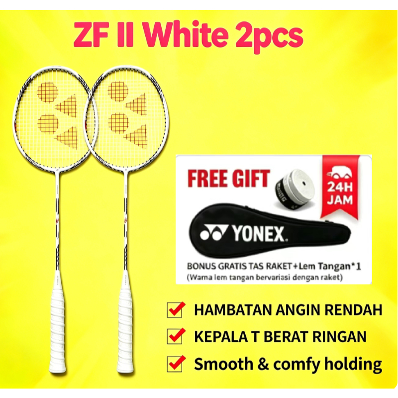 2PCS* Raket Badminton Z FORCE II WHITE Ringan & Tahan Lama Ready Stock free Grip&Tas