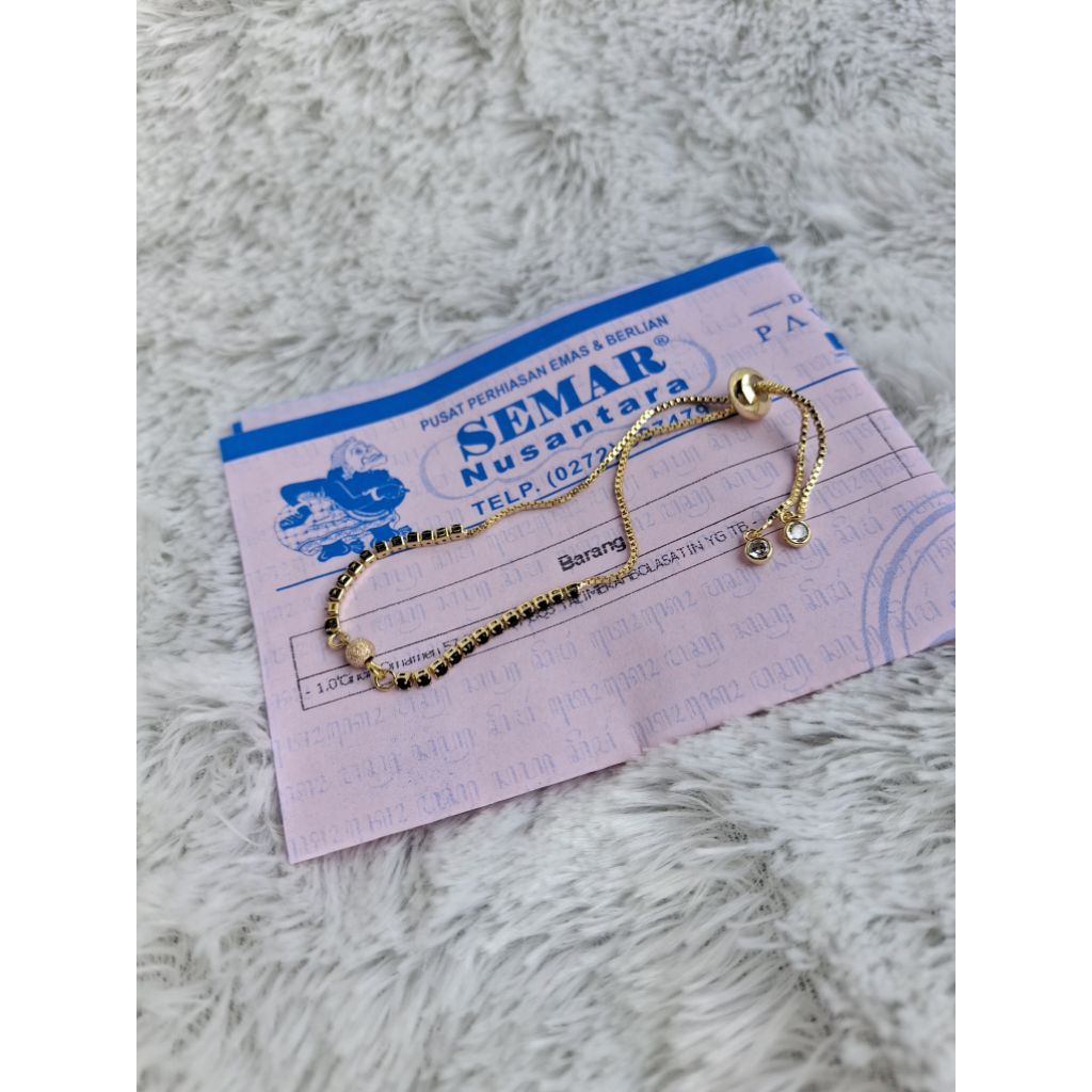 Gelang Tali Serut Gold Batu Hitam Emas 0,1gram Semar Nusantara