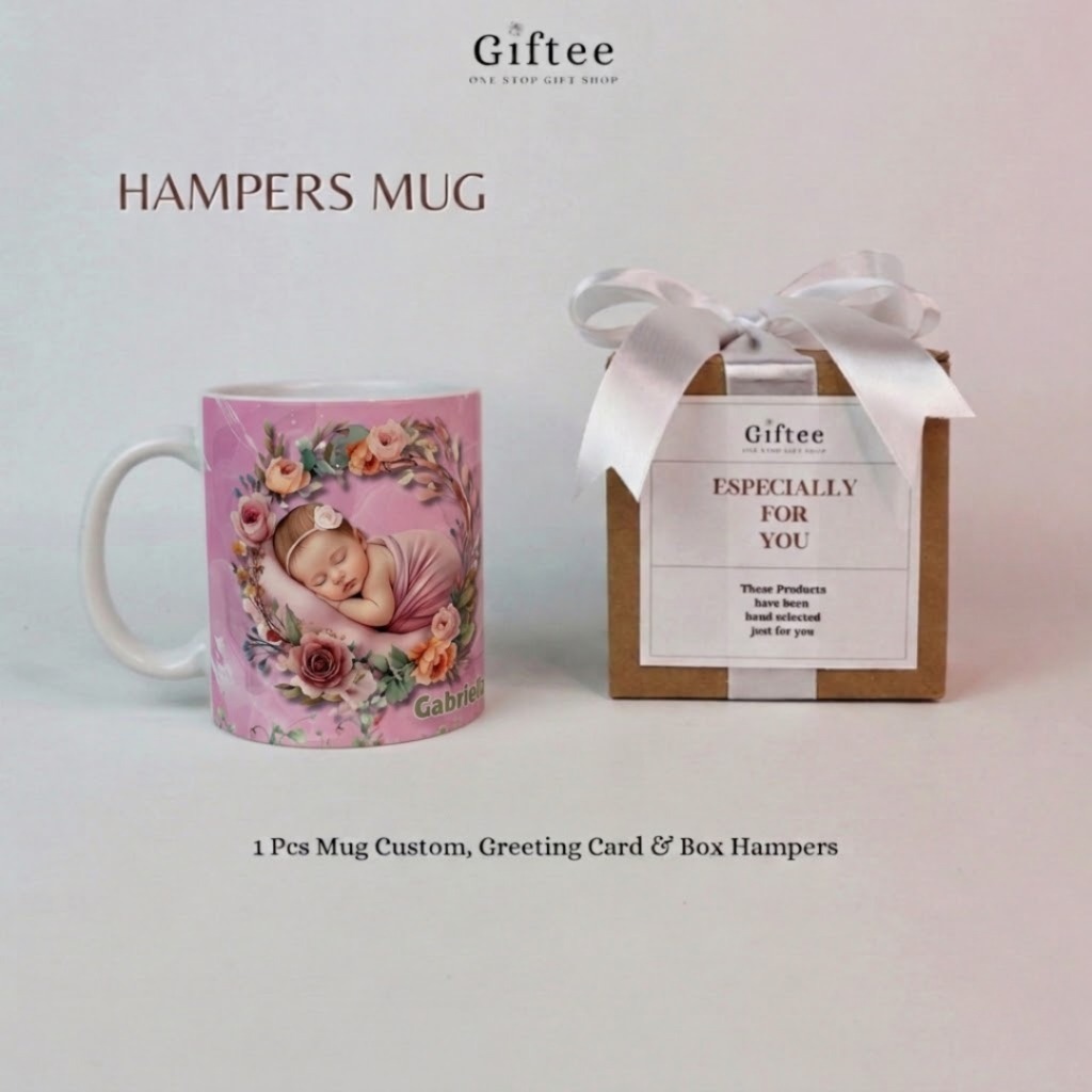 MUG CUSTOM NEWBORN GELAS KERAMIK SOUVENIR AQIQAH KELAHIRAN BAYI BABY BOY GIRL CUSTOM NAMA FOTO