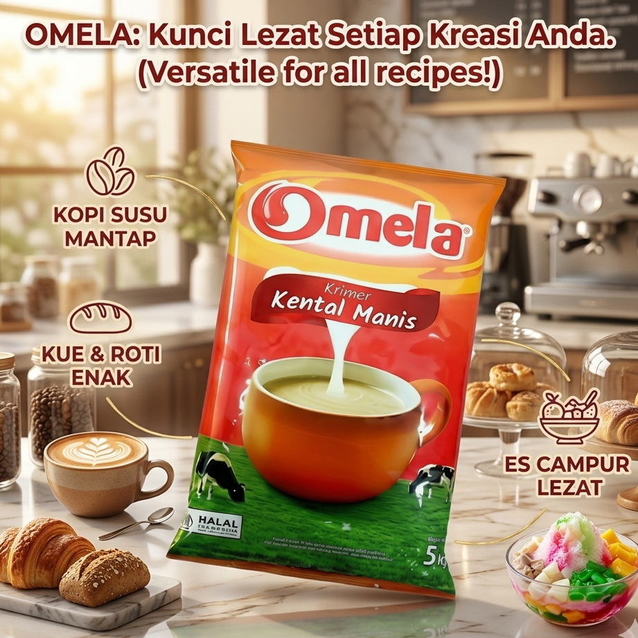 Susu Kental Manis Omela 5000g 1 Dus isi 2 PCS  – SKM Omela Besar 5kg – Untuk Jualan & Stok Rumah