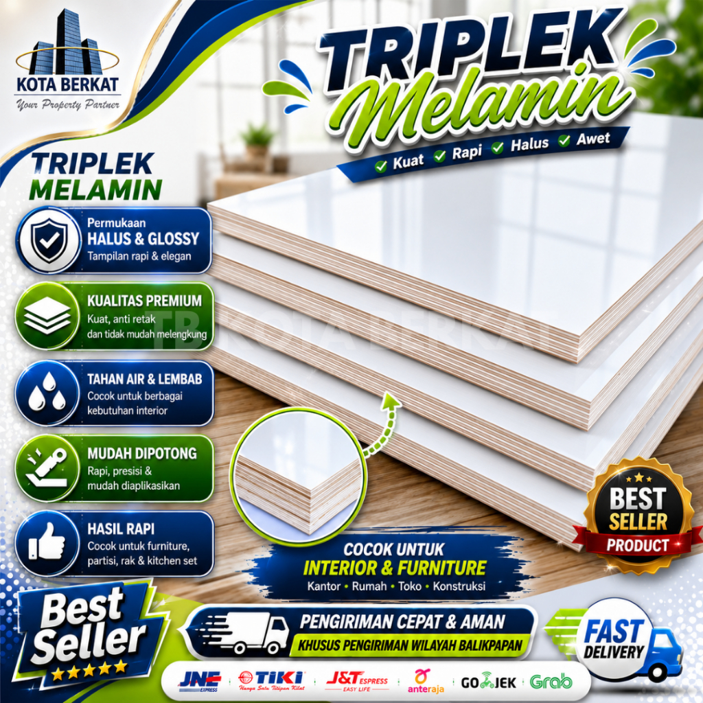 TRIPLEK MELAMIN PUTIH GLOSSY/ MELAMIN PUTIH