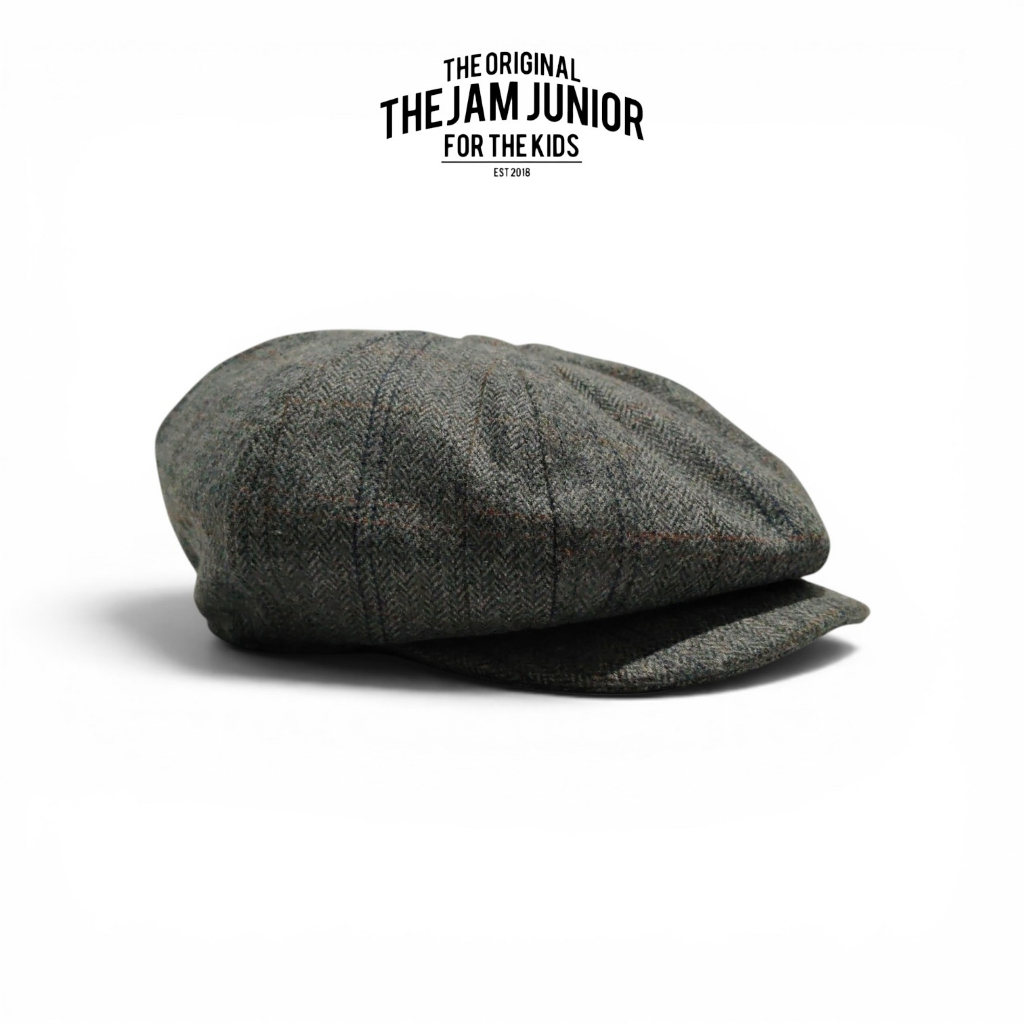Thejam. Newsboy cap kids wool herringbone grey | Topi anak pria wanita