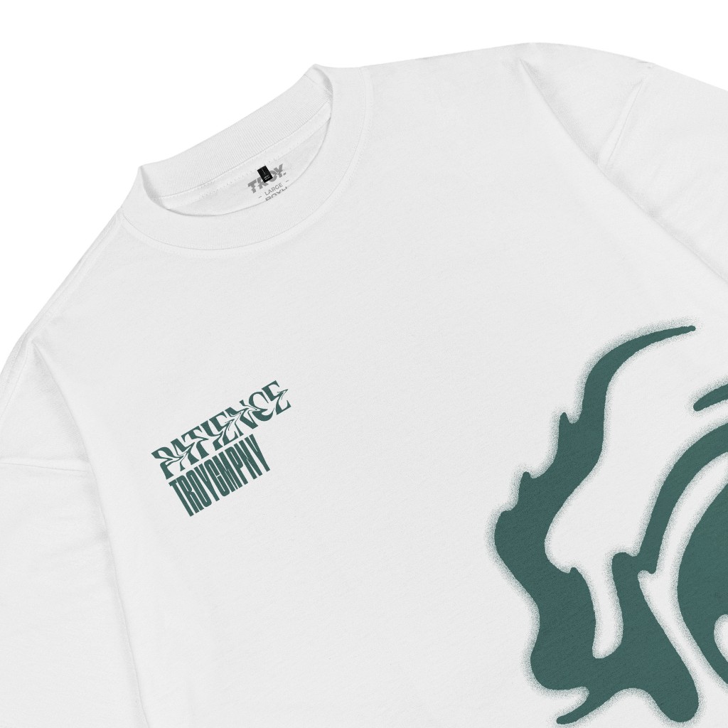 Troy Company Boxy Oversize Tshirt White Patience - Kaos Pria Boxy Oversize Putih MBD 2524