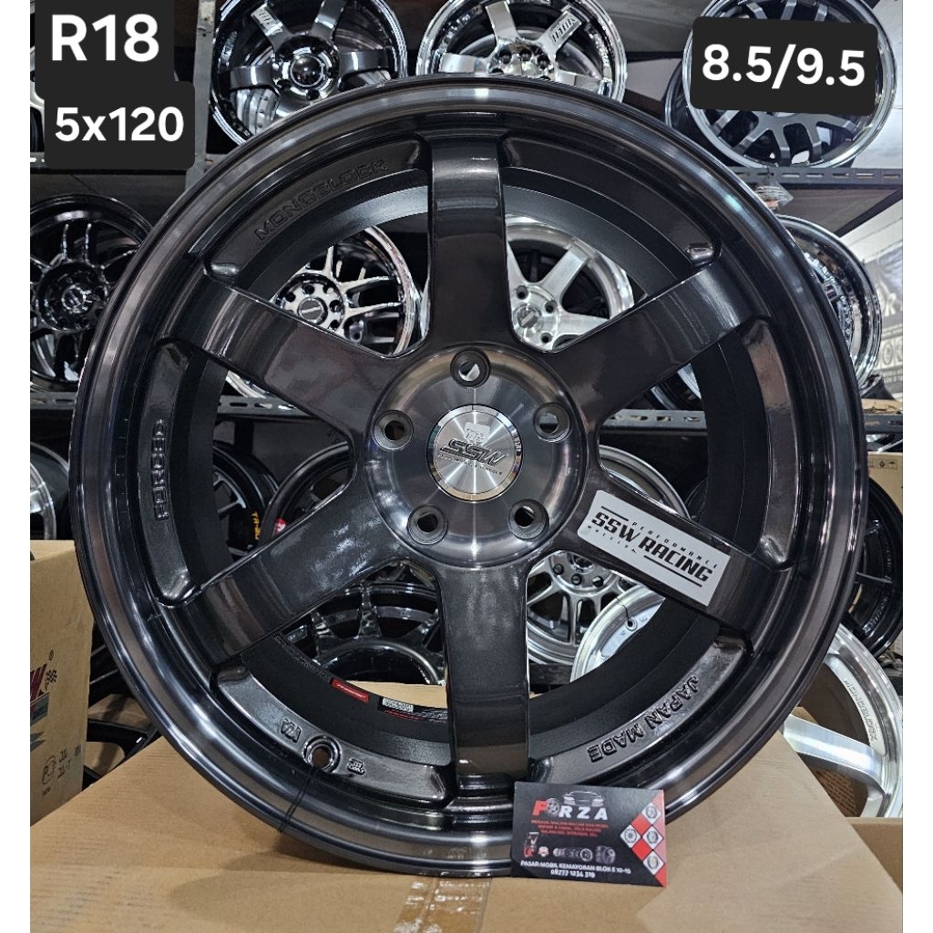 Velg SSW TE37 R18 PCD5x120 Gunmetal Coating. Lebar 8.5/9.5 ET 35/35. Made in thailand