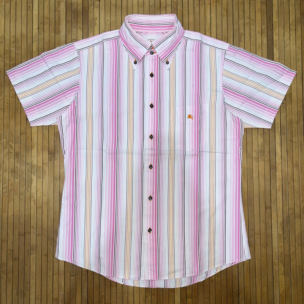 VINTAGE BURBERRYS STRIPED BLACK TAG JAPAN MARKET EDITION SHORT SLEEVE SHIRT