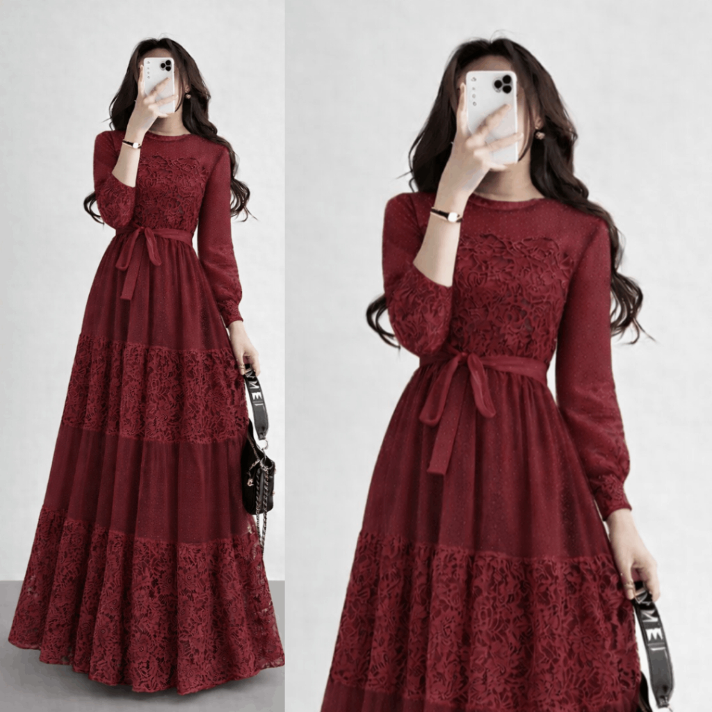 NADIRA GOWN BAJU GAMIS BRUKAT MODEL TERBARU GAMIS PESTA KONDANGAN BRIDESMAID WISUDA BRUKLAT SUSUN