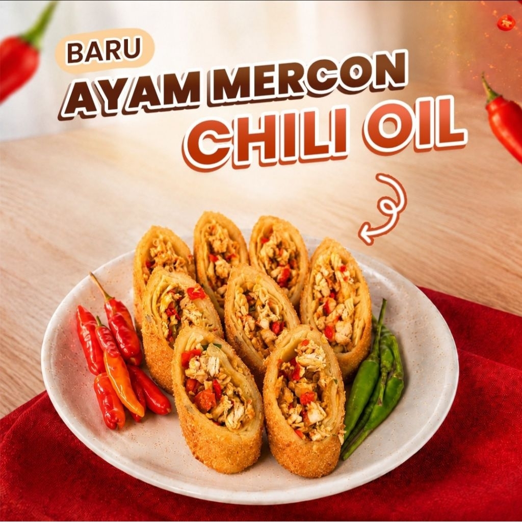 Risoles Frozen Varian Ayam Mercon Chili Oil risol premium rasa mewah otentik