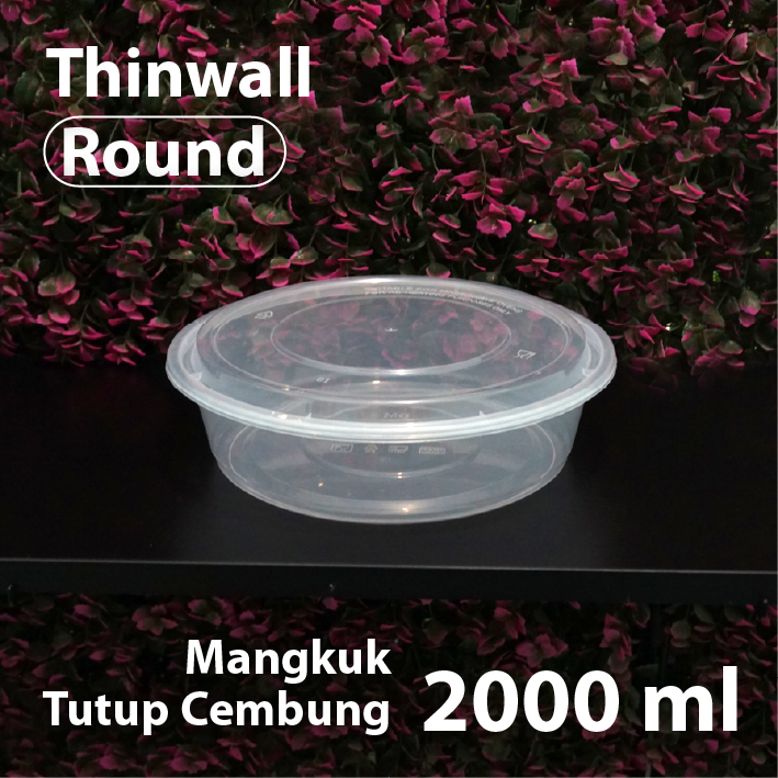 [25 BJ] Thinwall DM Bulat 2000 ml Sekat 5 - Kotak Makanan Thinwall Bento DM 2000 ML Sekat 5 2000ml b