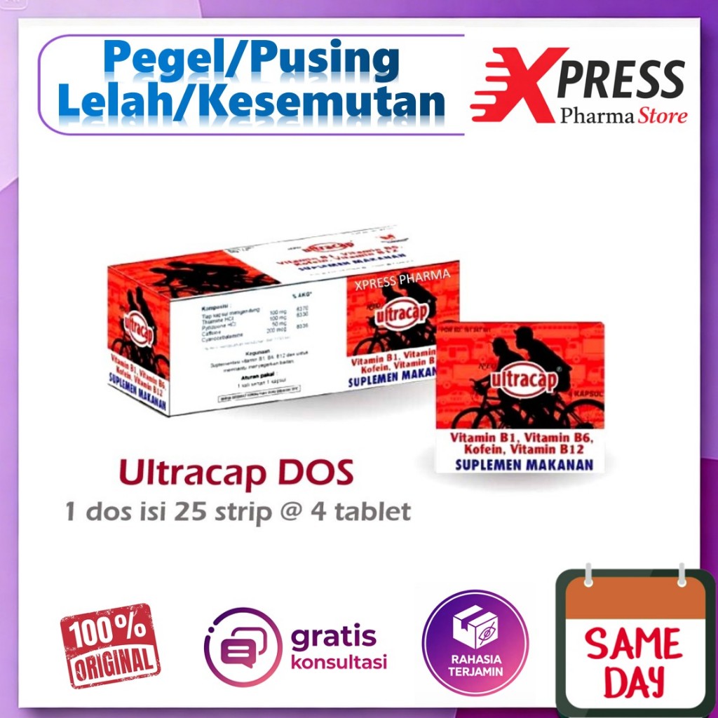XPRESS  DOS UltraCAP Linu Capek Vitamin Saraf Kofein Kopi Neo Ultrakap Dus Box Boks