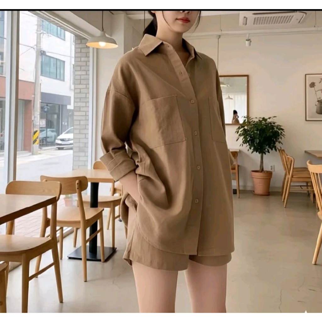 setelan polos linen premium