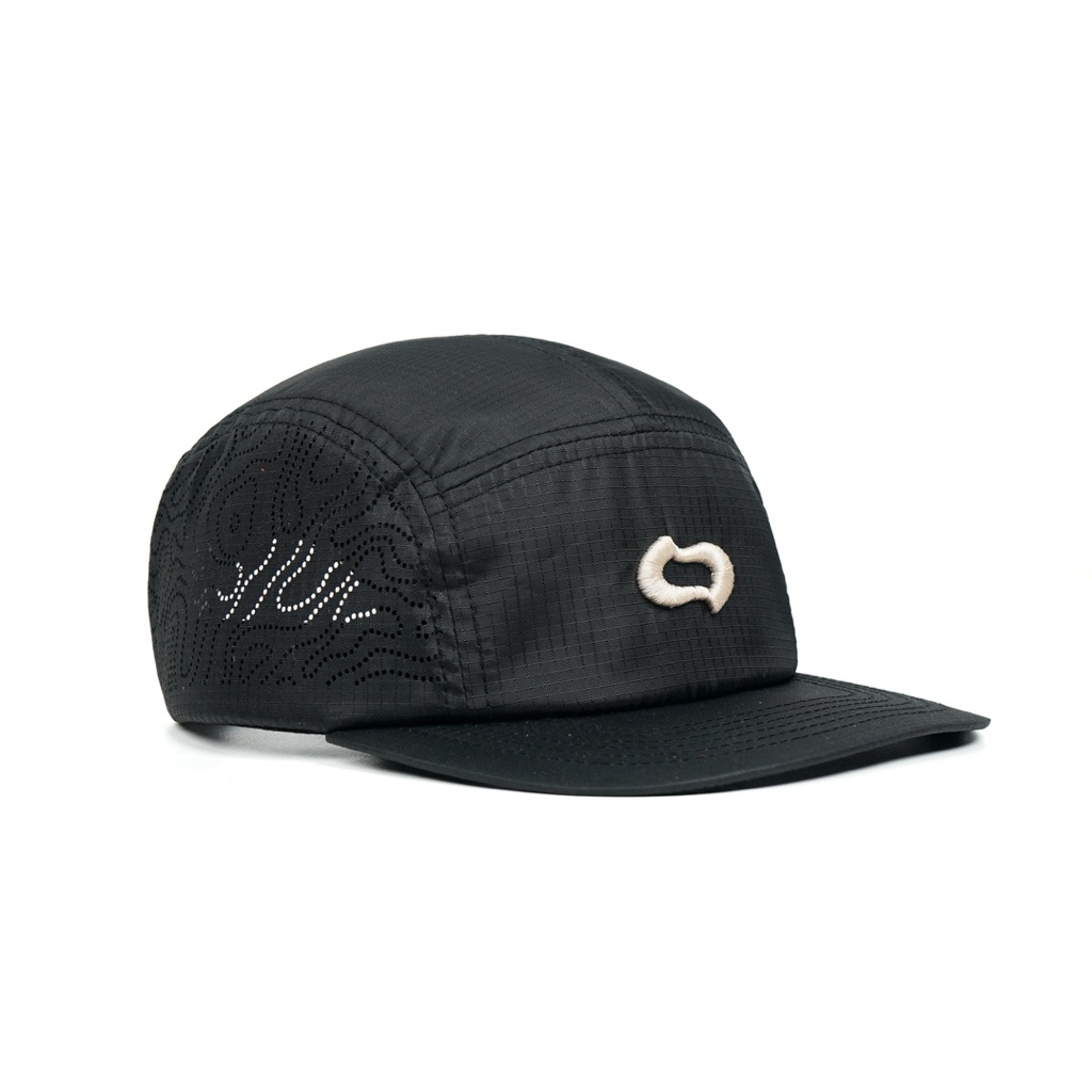 OVERSTATE - Topi Snapback 5 Panel Seri Topografy - Warna Hitam - Bahan Ripstop Water Proff Premium O