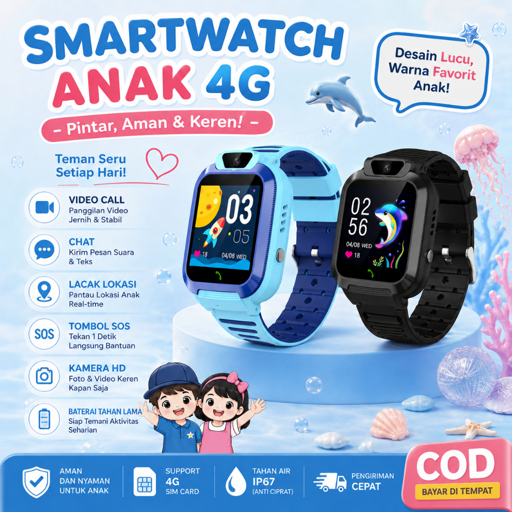 W11-4G Kids Smart Watch Video/Voice Call & Call Answering, GPS Tracking & SOS Emergency Call,