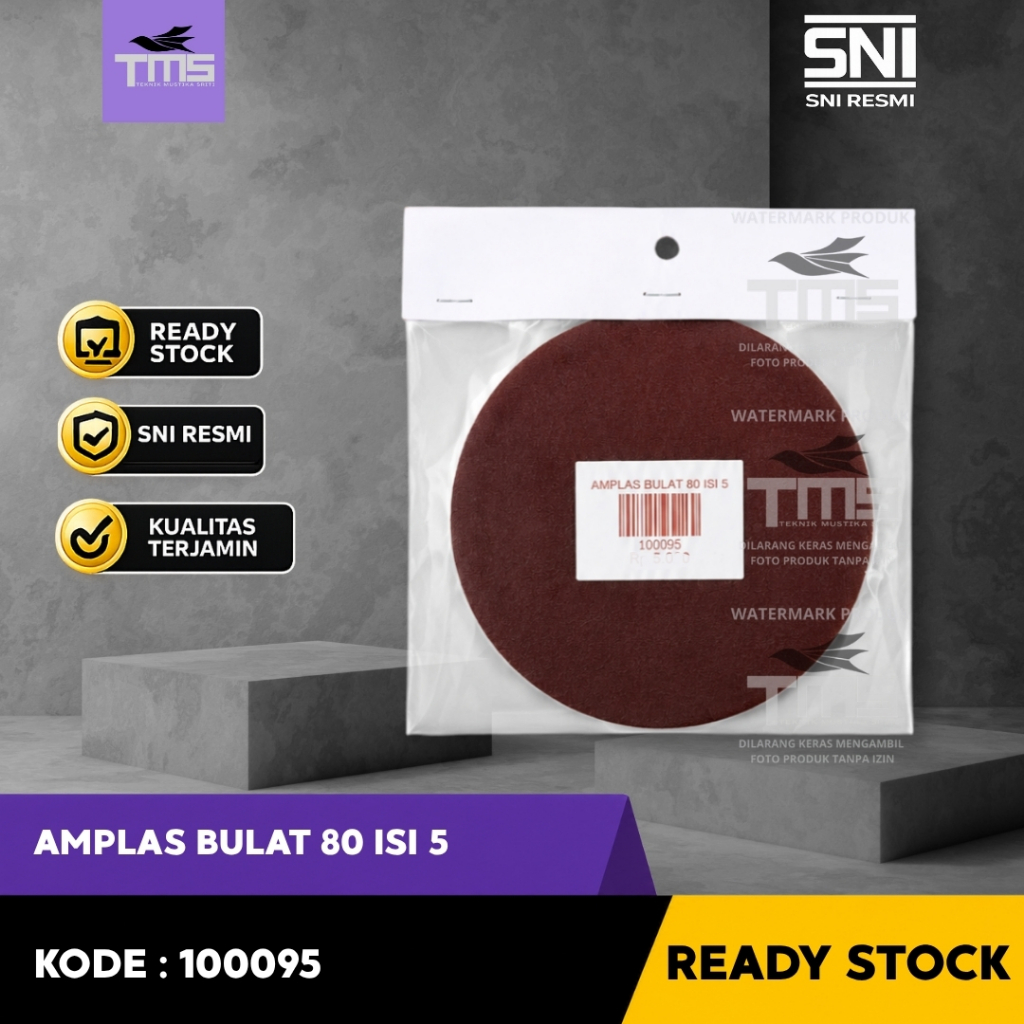 Amplas Bulat 80 Grit Isi 5 Sanding Disc Gerinda Kayu Besi Poles Ready Stock