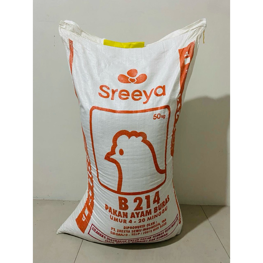 Pakan Ayam Buras Sreeya B214 Repack 50kg | Pakan Ayam Kampung Grower 4-20 Minggu Butiran