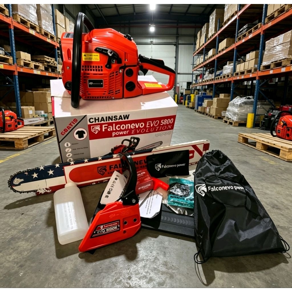 mesin gergaji chainsaw falcon evo 5800 bar baja 22inc gergaji kayu / mesin sinso chainsaw falcon 580