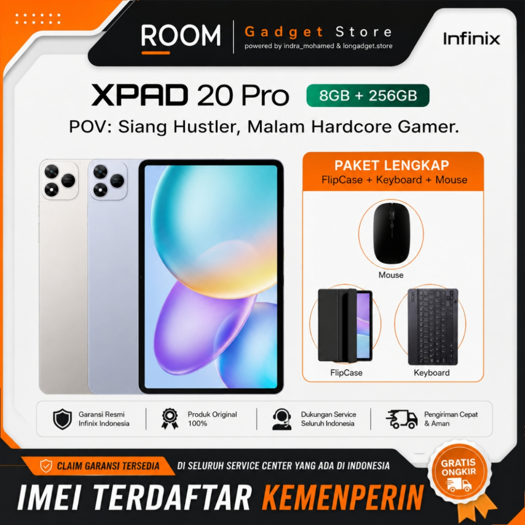 EXCLUSIVE Xpad 20 pro 8+8/256gb 12inch 2K 90hz G100 Garansi Resmi Infinix indonesia