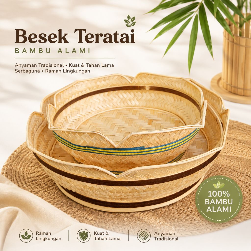 mangkok bambu teratai - besek teratai 24 cm - hampers teratai