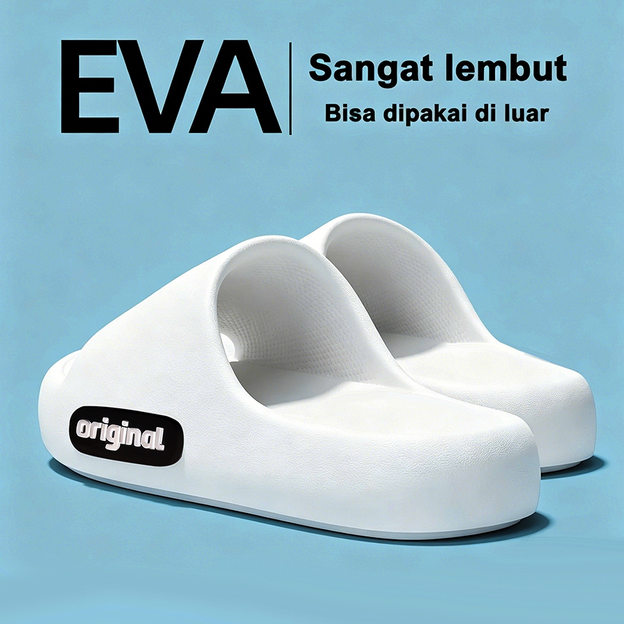 VINO Sandal Pria Wanita Kekinian Empuk Sendal Laki Jelly Rumah Sepatu Sendal Slop Cowo Putih