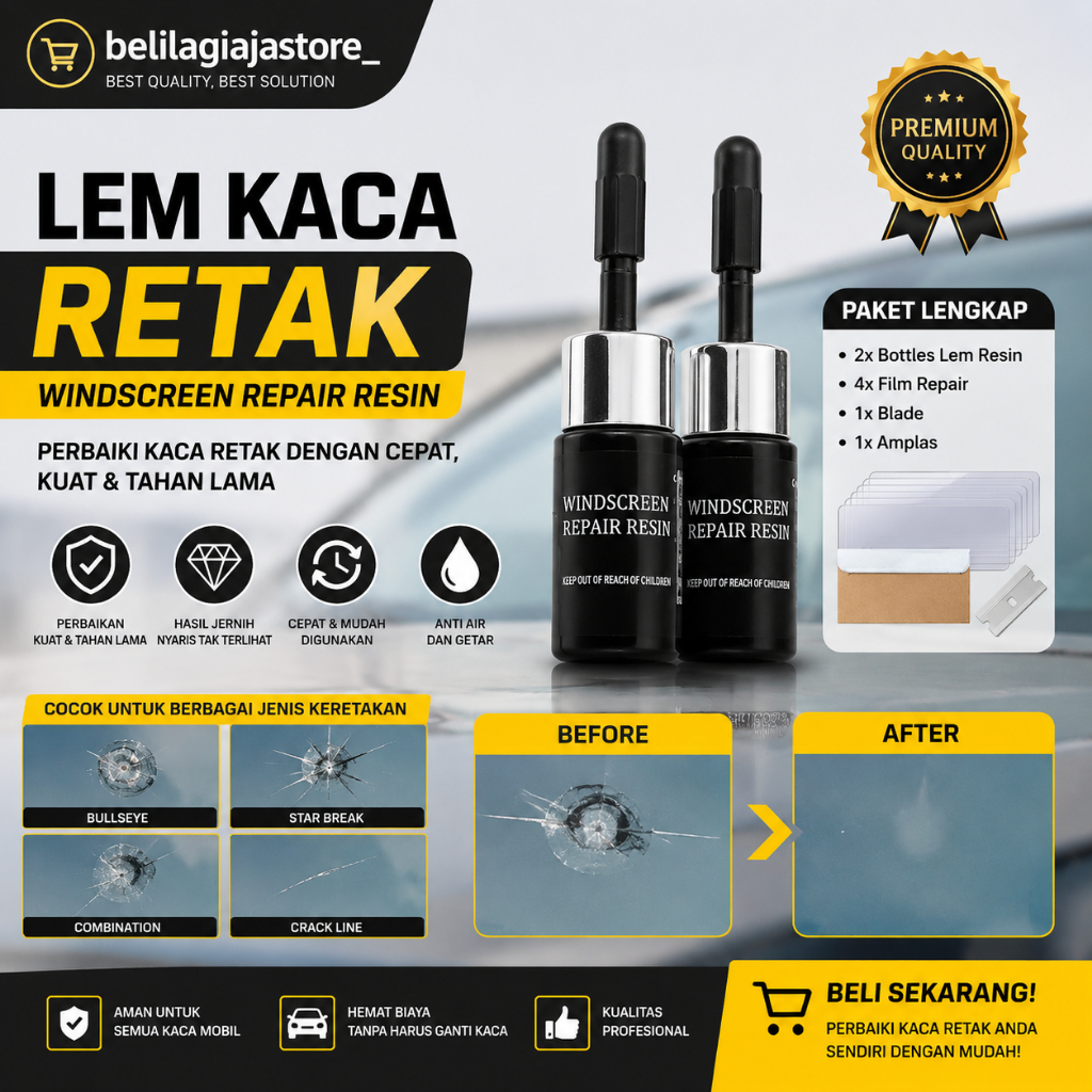 Lem Kaca Anti Retak Windshield Window Repair Lem Kaca LCD Retak Serbaguna