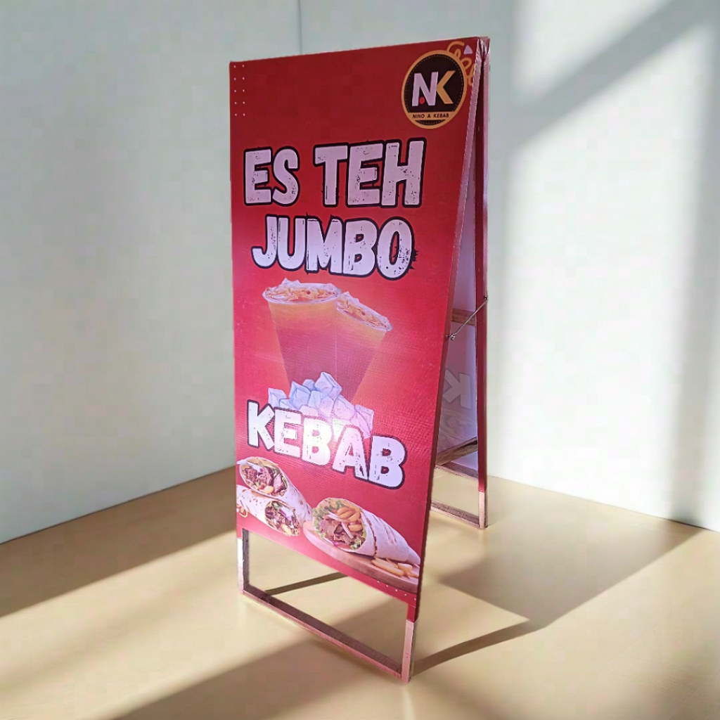 Standing Banner Kayu MMT Es Teh Jumbo Desain Costoom