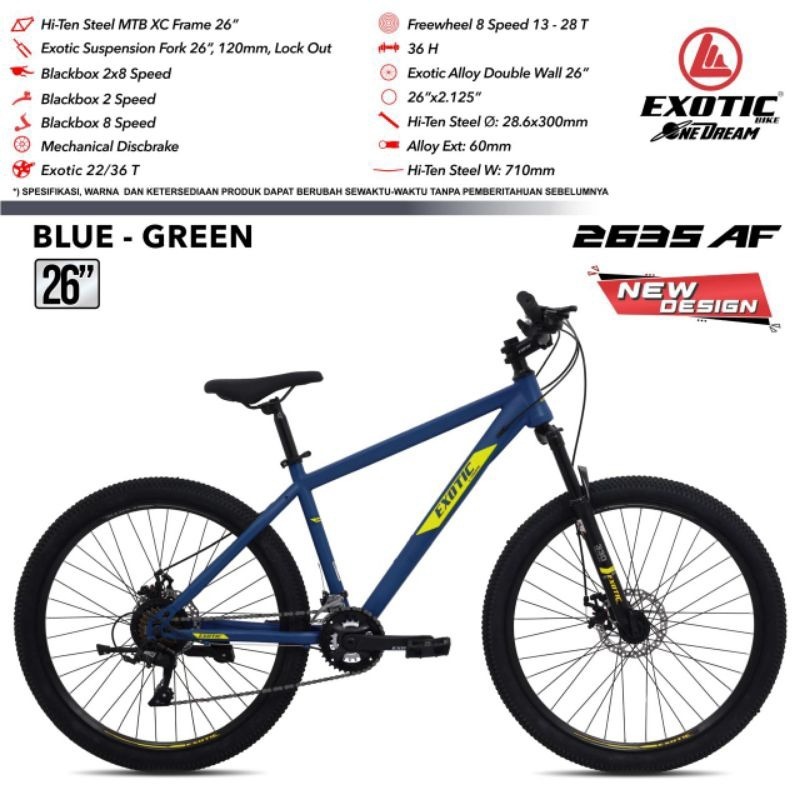 SEPEDA GUNUNG REMAJA DEWASA 24 26 INCH EXOTIC 2635 AF / EXOTIC 2651 AF 2x8 SPEED