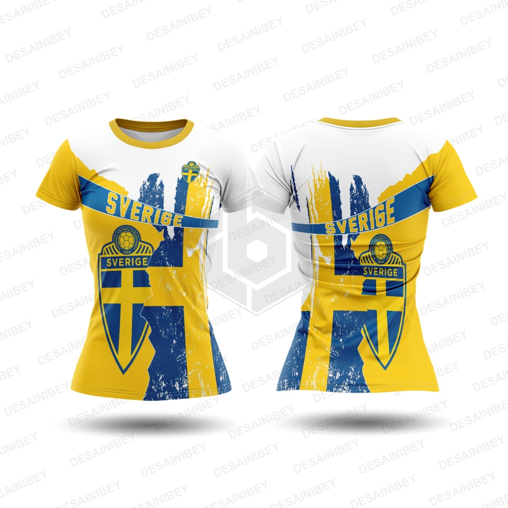 Baju Kaos Wanita Jersey Piala Dunia Swedia / Jersey Swedia  Fullprint Art-01