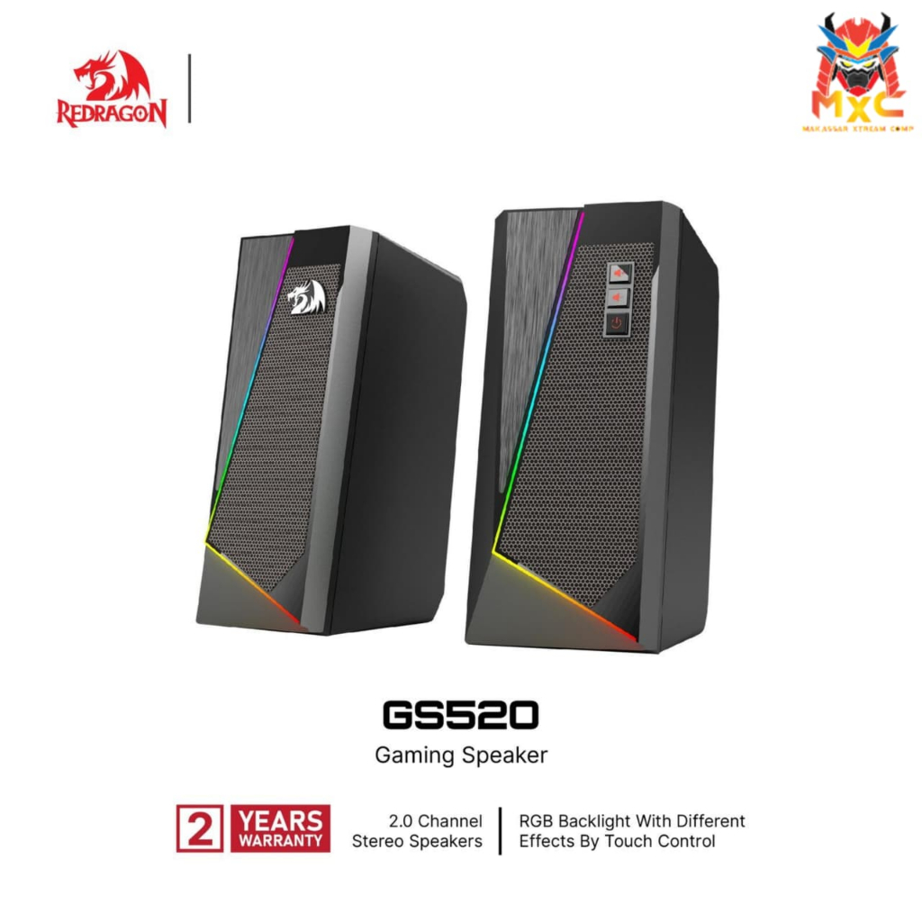 Redragon ANVIL GS520 RGB Speaker Classic design and simple structure 2.0 channel stereo speaker