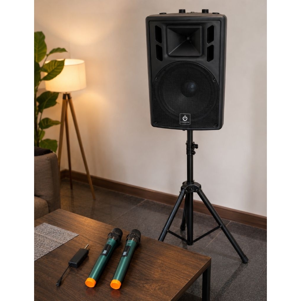 Aktif Speaker 15 inch sudah dapat Mic tanpa kabel Paket Speaker 15 inch Karaoke