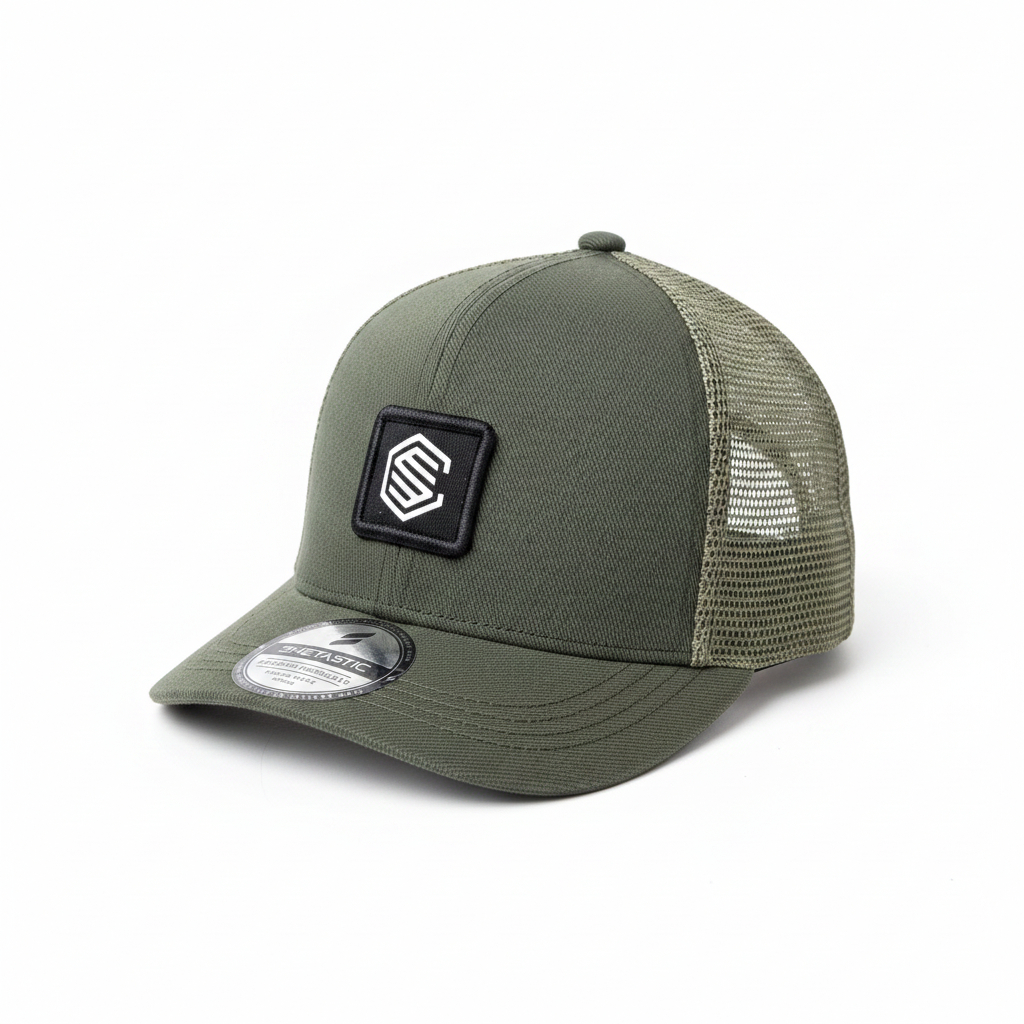 Topi Trucker Visor Pendek Jaring Pria Wanita Army Logo Patch Premium